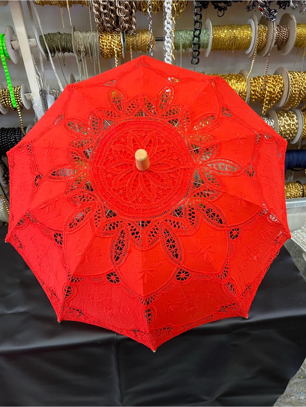 Red Lace Parasol Umbrella